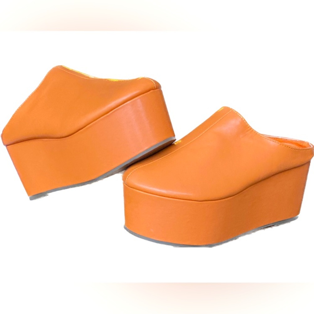 Bright orange Shein platform mules